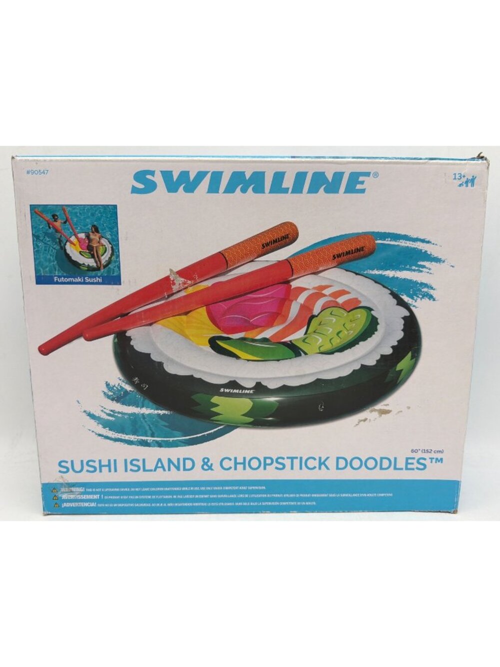 Swimline Sushi Island & Chopstick Doodles Pool Float Set 60" Inflatable Futomaki